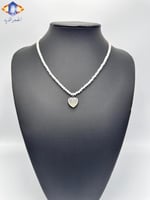 سلسال من العقيق الأبيض الطبيعي الكريم مع تعليقه قل...