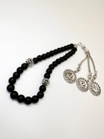 سبحة حجر العقيق الأسود الكريم الطبيعي