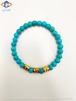 سوار حجر الفيروز الطبيعي الكريم مع اكسسوار ذهبي إس...