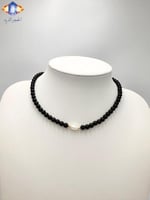 عقد حجر الأونكس(العقيق الأسود ) الكريم الطبيعي .