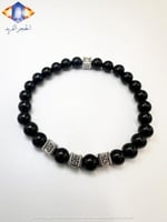 سوار حجر الأونكس الأسود الكريم الطبيعي الفاخر