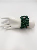 السبحه الذكيه من حجر الملاكايت الأخضر الطبيعي .