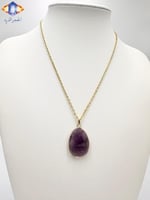 تعليقه حجر الجمشت (الأماثيست) الطبيعي الخام مع سلس...