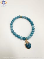 سوار حجر اليشب ( كالسيدوني )الأزرق الفاتح الطبيعي...