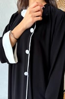 عباية بـ قماش كريب ملكي اسود بطرف ابيض