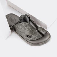 حذيان ايطالي رمادي بنقش جلد التمساح