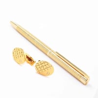 طقم قلم و كبك بيضوي ذهبي ماركة الدهنج