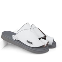 حذاء شرقي طبي جلد طبيعي أبيض ورمادي