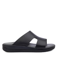 نعال خليجي جلد اسود ايطالي وارضية رمادي طبية