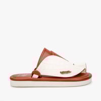 صندل وطني شرقي بني وأبيض مطرز يدويًا