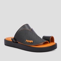 حذاء شرقي سعودي بأفضل خامات الجلد الأسود والبرتقال...