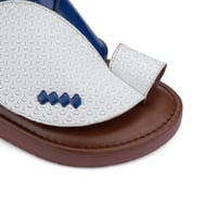 حذاء رجالي إيطالي بتصميم شرقي جلد ابيض وكحلي