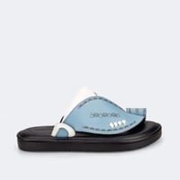 حذاء شرقي إيطالي أزرق وأبيض بتصميم فاخر