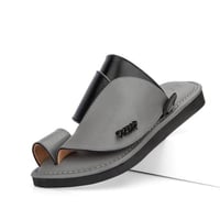 نعال شرقي سعودي طبي جلد أسود ورمادي