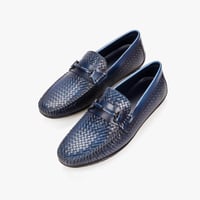 حذاء رسمي طبي فيكتور كلارك من الجلد الكحلي المنقوش