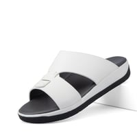 نعال خليجي جلد أبيض طبيعي وارضية رمادية طبية