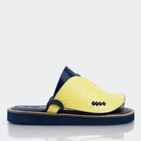 نعال سعودي زبيري من الجلد الإيطالي اصفر وكحلي