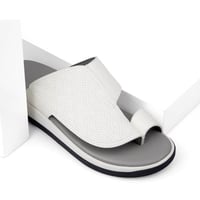 نعال خليجي جلد ابيض طبيعي وارضية رمادي طبية