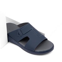 نعال خليجي جلد كحلي بأرضية رمادية طبية