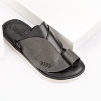 نعال رجالي جلدي أسود طبي إيطالي