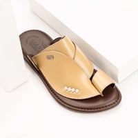 نعال طبي إيطالي جلد طبيعي بيج وبني