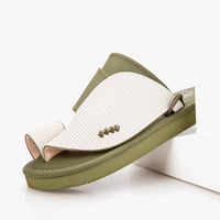 حذاء شرقي وطني جلد طبيعي أخضر وأبيض