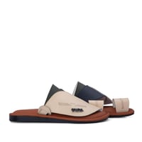 نعال شرقي طبي جلد مطرز بيج - كحلي -زيتي