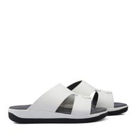 نعال خليجي جلد أبيض طبيعي وارضية رمادية طبية