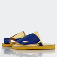 نعال سعودي زبيري من الجلد الايطالي الازرق والأصفر