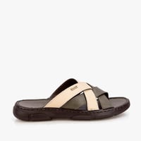 نعال فيكتور كلارك طبي بالجلد البيج والزيتي