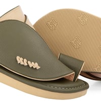 نعال شرقي جلد زيتي وبيج