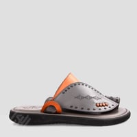 نعال شرقي طبي إيطالي جلد رمادي مطرز