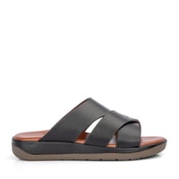 حذاء خليجي جلد أسود طبيعي بنعل طبي عسلي