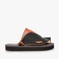 حذاء شرقي وطني جلد عسلي وأسود مزركش