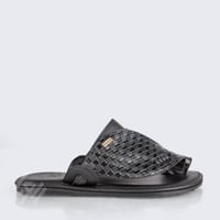 حذاء شرقي خليجي جلد اسود بنقشة مربعات من فيكتور كل...