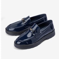 حذاء لوفر كحلي جلد طبيعي لامع