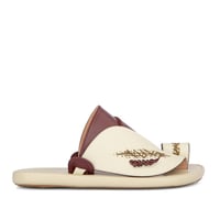 حذاء شرقي طبي جلد خمري وسكري مطرز