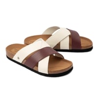 نعال رجالي اسباني بلون احمر داكن واوف وايت