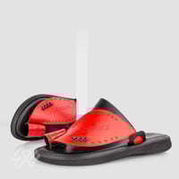 حذاء رجالي إيطالي أسود وأحمر