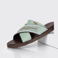 نعال رجالي طبي تركي اخضر فاتح بدون إصبع بأرضية مري...