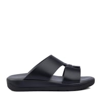 نعال خليجي من الجلد الاسود بارضية رمادية طبية