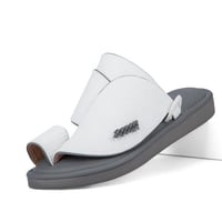 حذاء شرقي طبي جلد طبيعي أبيض ورمادي