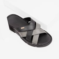 صندل فيكتور كلارك جلد أسود ورمادي