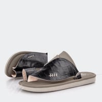 نعال خليجي من الجلد الايطالي الاسود والرمادي