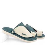 نعال شرقي طبي جلد أخضر وأبيض طبيعي