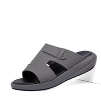 نعال خليجي جلد رمادي طبيعي بارضية سوداء