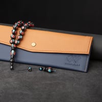 سبحة كوك فضه 12 ملي نقش أحمر وسماوي