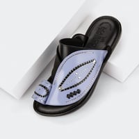 أحذية رجالية جلد فاخر أزرق فاتح وأسود