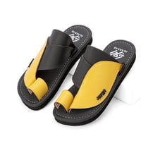 حذاء شرقي وطني جلد أسود وأصفر