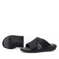 نعال خليجي جلد اسود طبيعي وارضية طبية رمادية